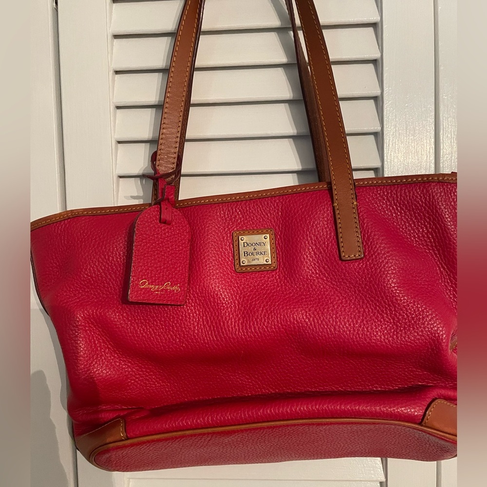 Vintage Red Leather Dooney & Bourke Charleston Shopper.